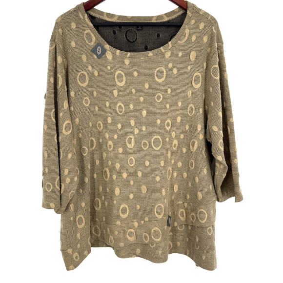 by JJ Tops - By JJ Womens XL Wearable Art to Wear Unique Artsy Beige Blouse Shirt Top